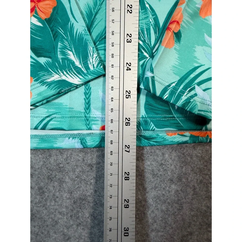 Robert Graham Mens Teal Tropical Palm Floral UPF 50+ Rash Guard Swim Shirt M NEW